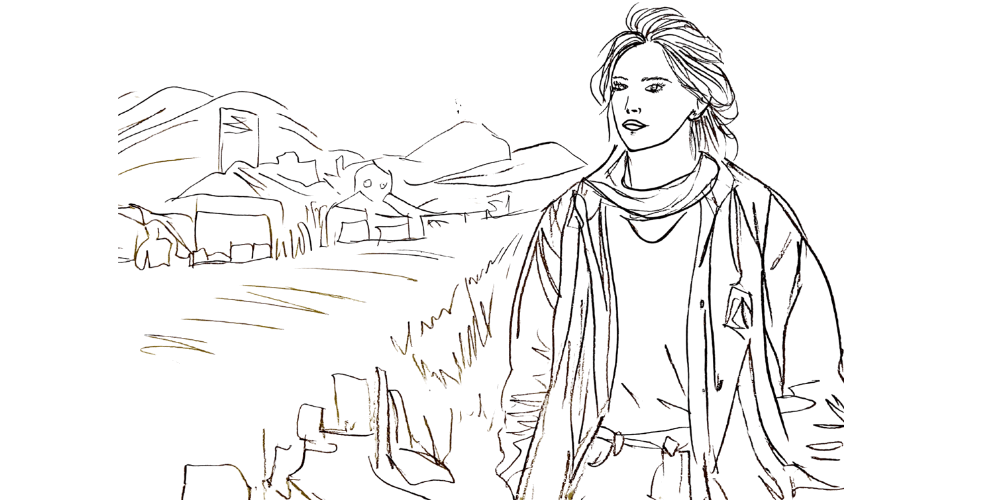 Line art — waves around a person, unabsorbed by them