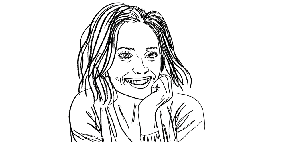 Joyful face at rest, reflective and grounded