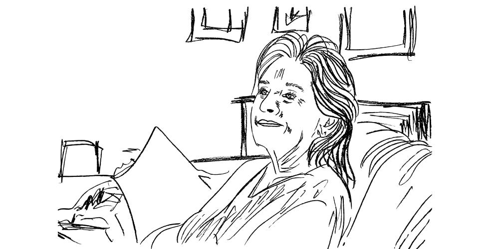 Line art — calm figure surrounded by gentle light, grounded and peaceful