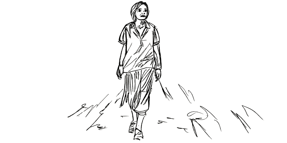 Line art — woman holding a glowing orb close to her heart, symbolizing inner energy and boundaries