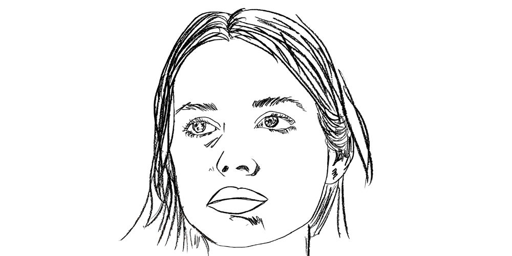 Line art — woman sitting peacefully, letting go of the word 'nice'