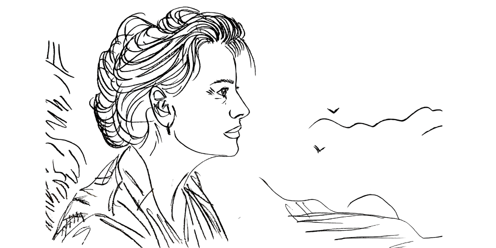 Line art — person standing tall in soft light, grounded in their truth