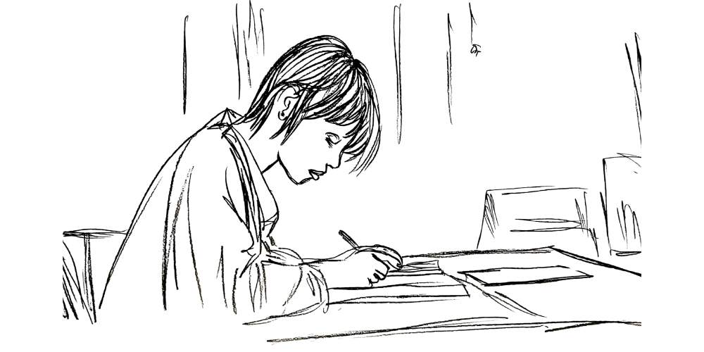 Line art — open journal with the words be honest written softly