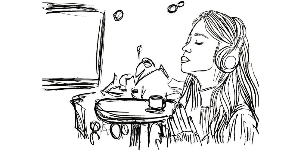 Line art — open journal beside a candle, symbol of peaceful self-awareness