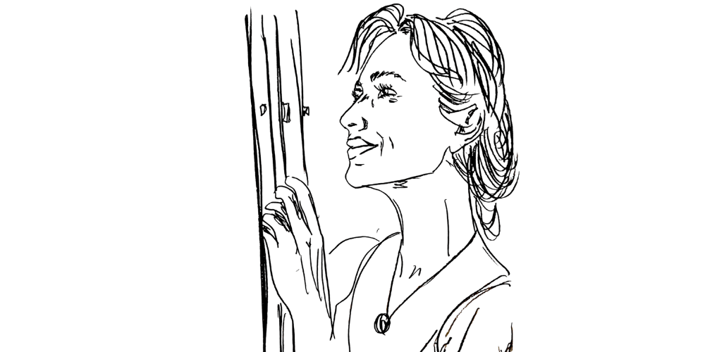 Choosing a simpler life — soft smile by the window, embracing slow living and mindful presence (Mibosma).