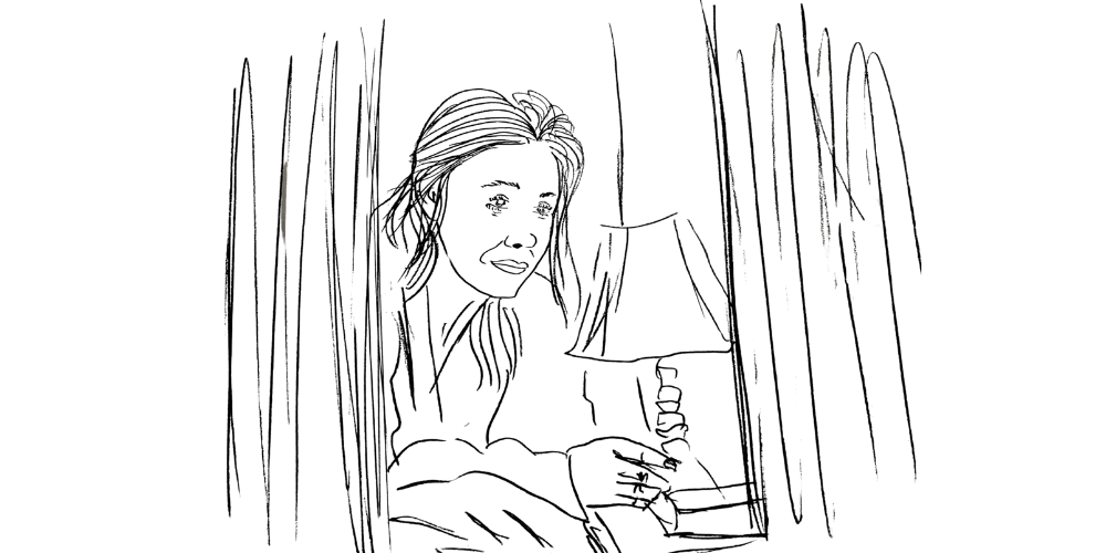 Embracing stillness — gentle morning light over a woman resting in calm awareness (Mibosma).