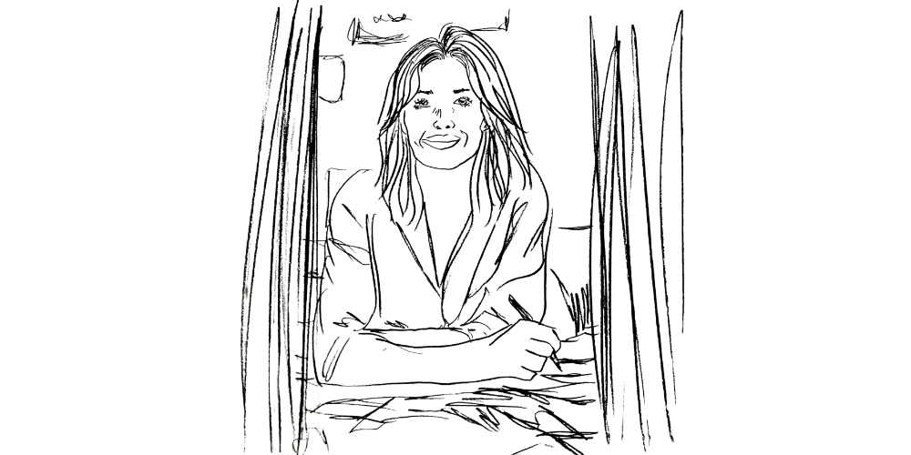 Living with intention — woman writing in her journal, surrounded by soft light (Mibosma).