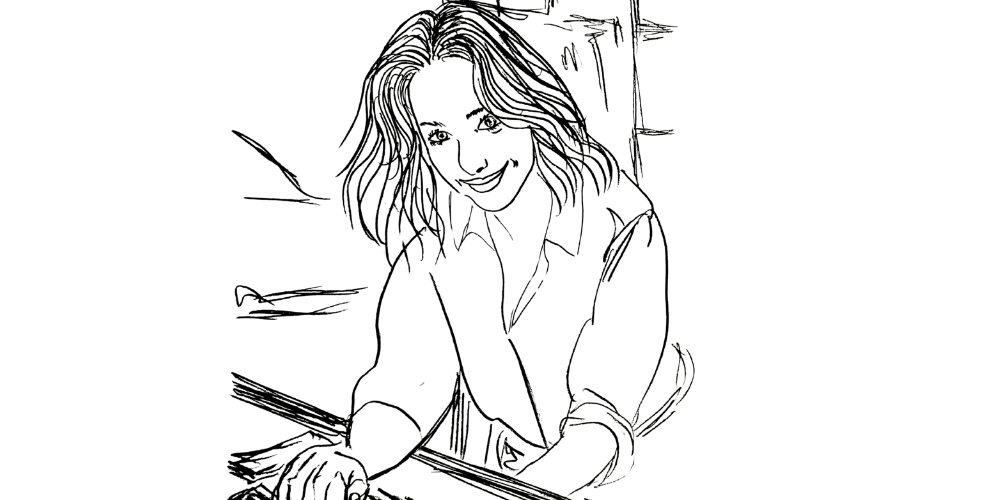 Letting contentment be enough — woman walking through nature with a peaceful smile (Mibosma).