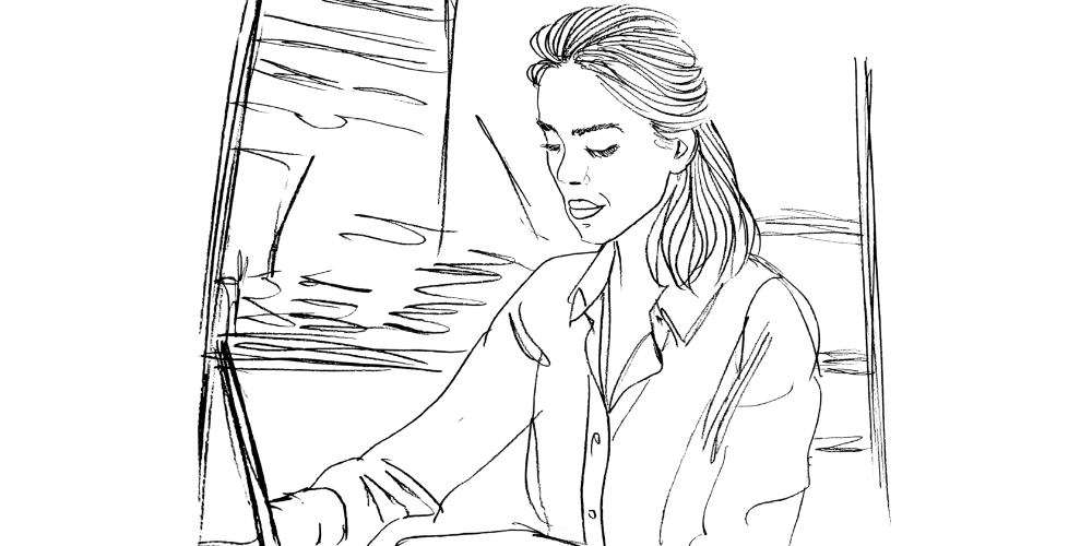 Beauty as presence — woman arranging flowers in soft natural light (Mibosma).