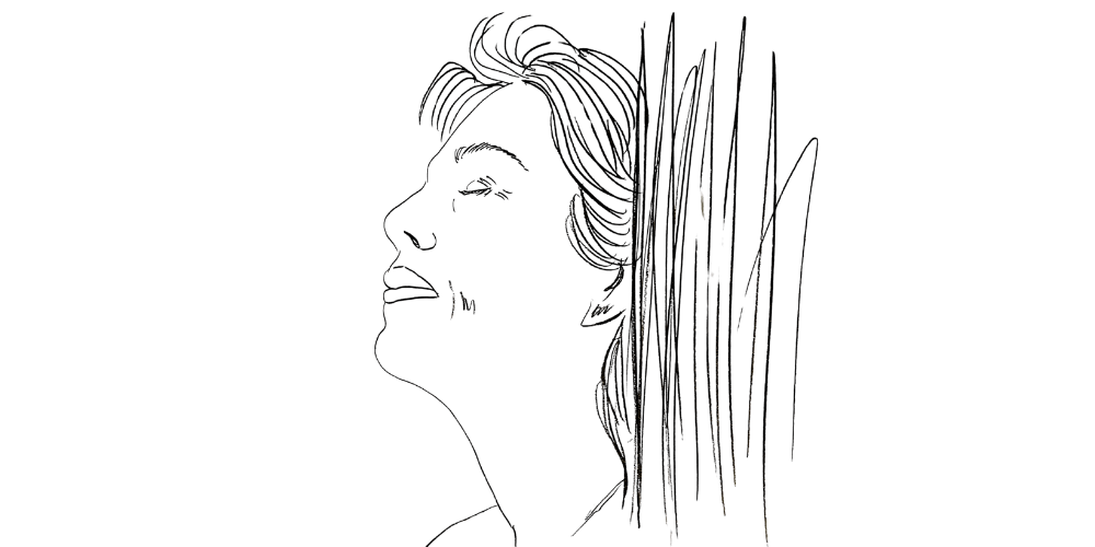 Profile of a serene woman leaning into light — symbolizing surrender and inner wholeness (Mibosma).