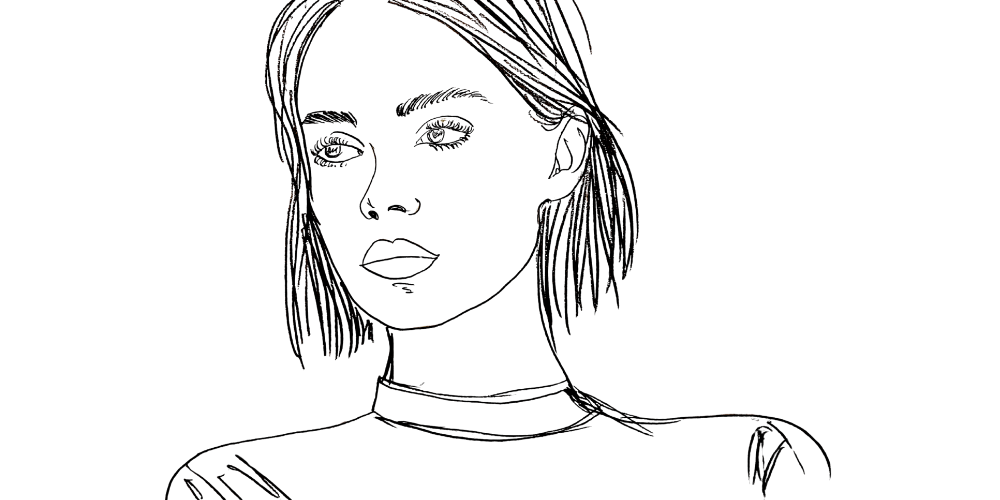 Finding calm in uncertainty — woman standing with steady gaze, calm confidence in not knowing (Mibosma).