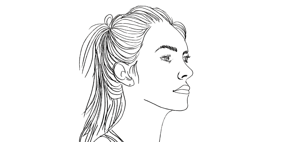 Practicing gratitude simply — profile portrait of woman calm and grounded in awareness (Mibosma illustration)