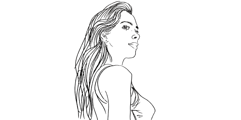 Confident woman smiling — balancing contentment and ambition (Mibosma illustration)