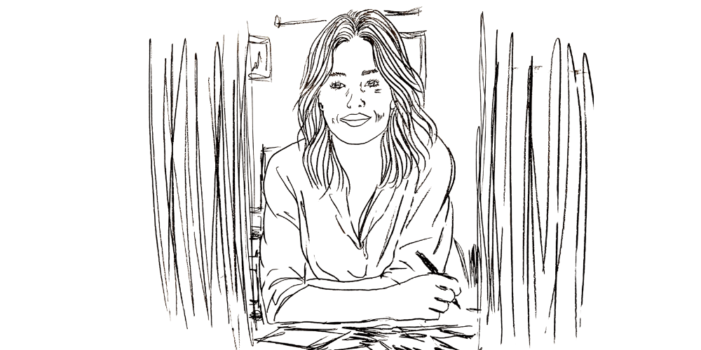 I’m not running anymore — I’m rooted: woman seated calmly, choosing stillness over escape (Mibosma illustration)