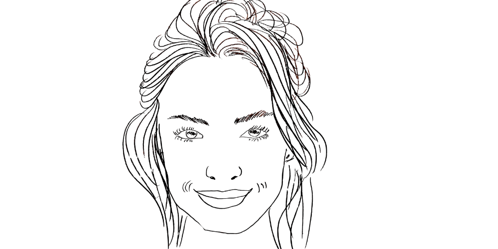 Calm portrait with soft, present gaze — choosing depth over speed (Mibosma illustration)