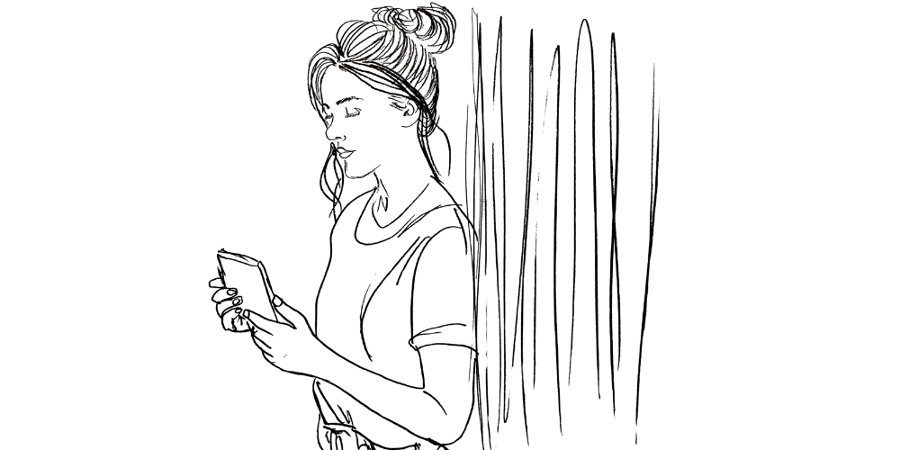 Calm portrait — woman sipping tea, light morning calm (Mibosma illustration)