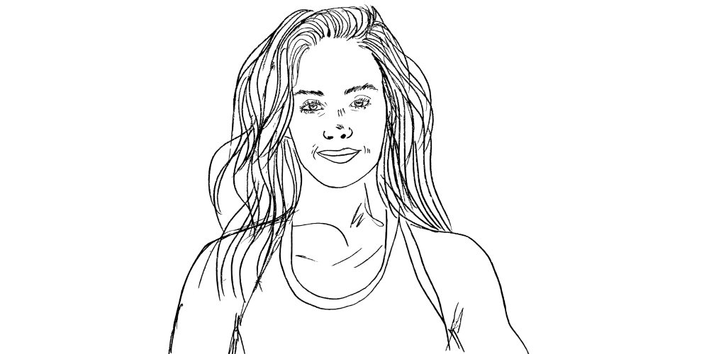 Mibosma drawing of a calm woman reconnecting with herself, representing slowing down, inner peace, and real joy