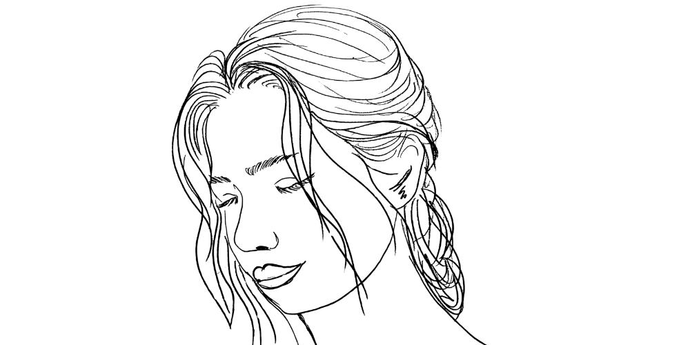 Mibosma drawing of a woman sitting calmly, reconnecting with her natural energy and inner rhythm to guide her pace