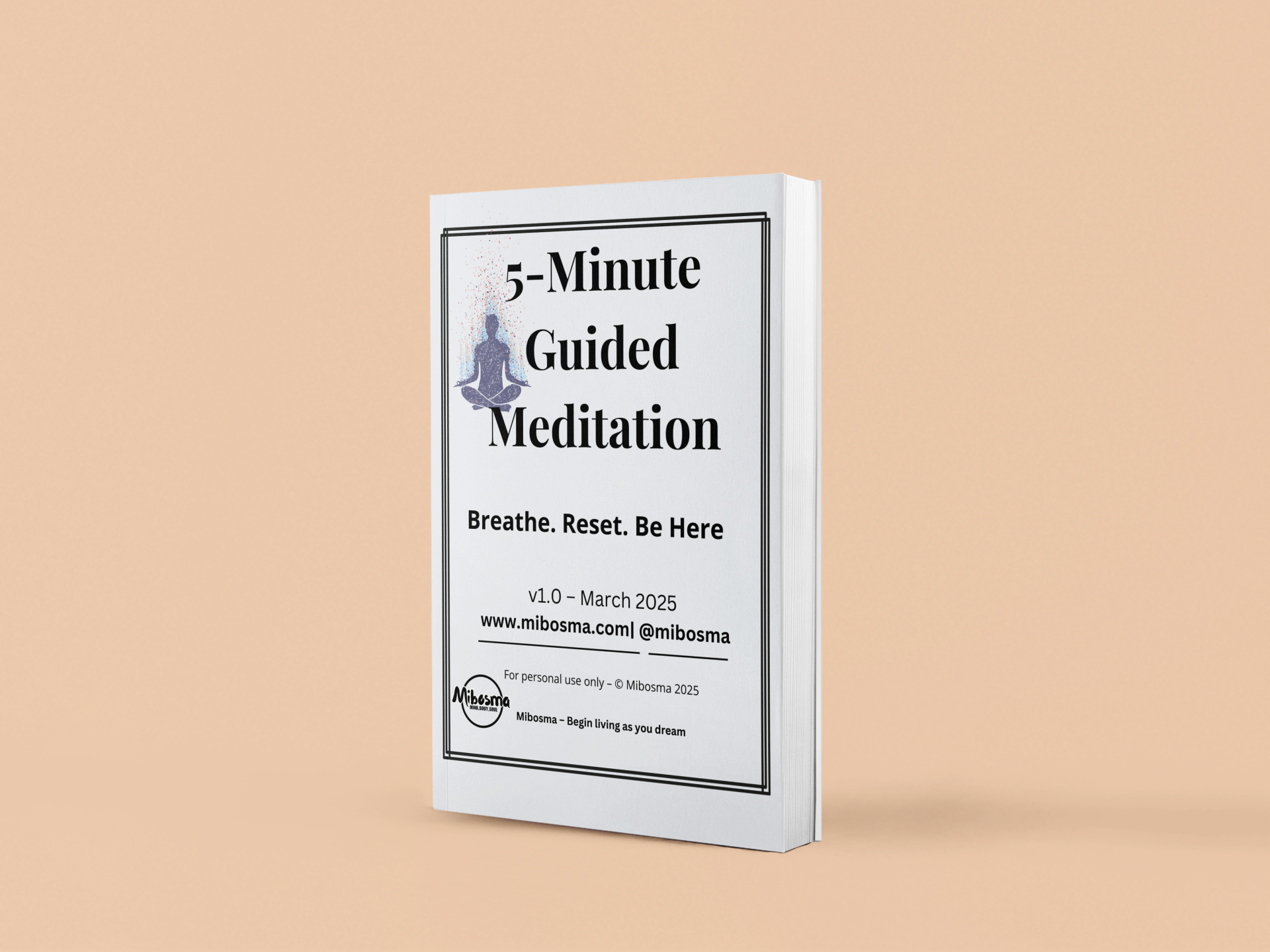 5 minute guided meditation printable cover by Mibosma