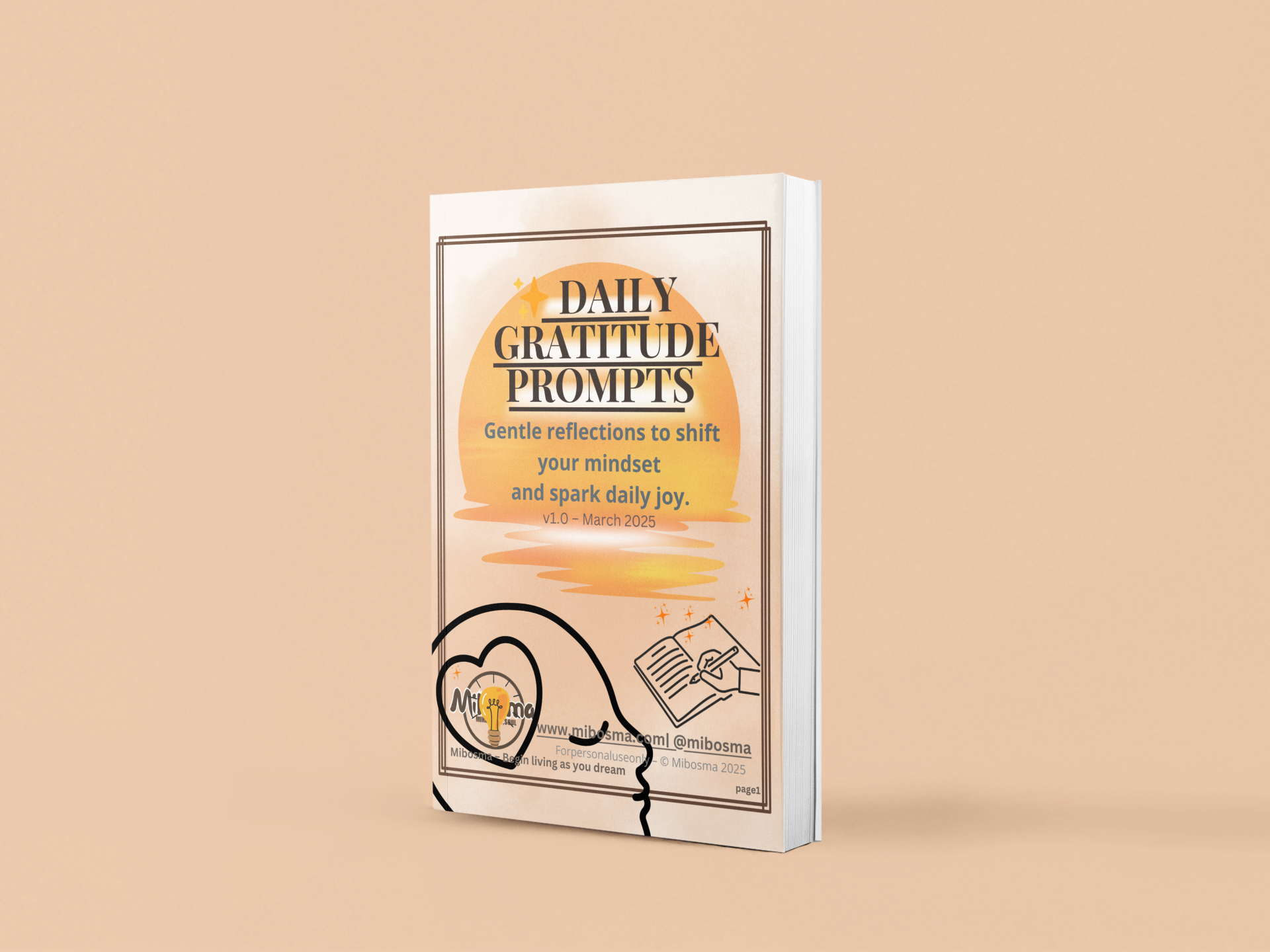 Daily gratitude prompts printable cover by Mibosma