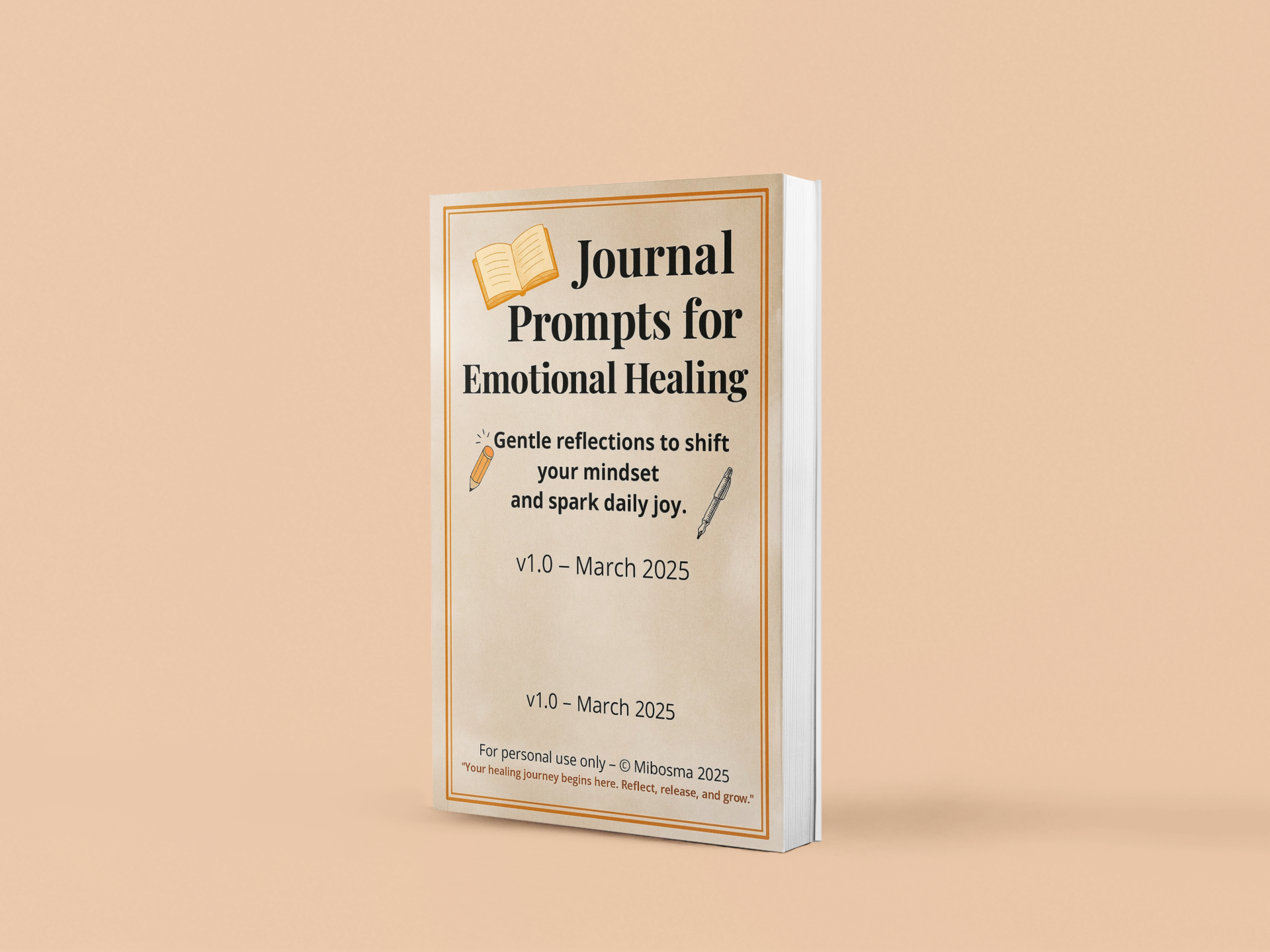 Journal prompts for emotional healing printable cover by Mibosma