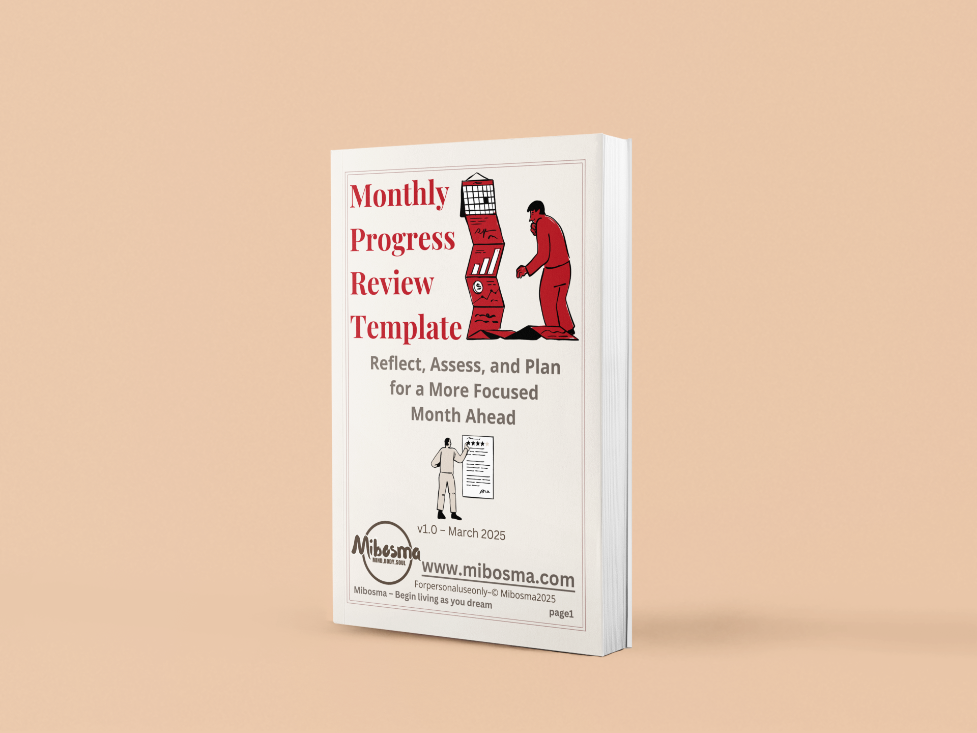 Monthly progress review template printable cover by Mibosma