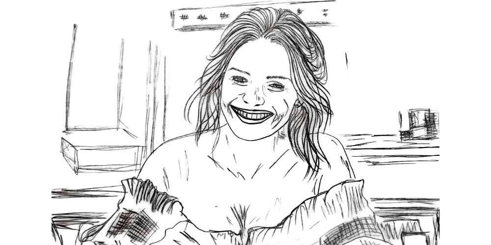 Love without intensity still counts – hand-drawn illustration of a woman in calm presence