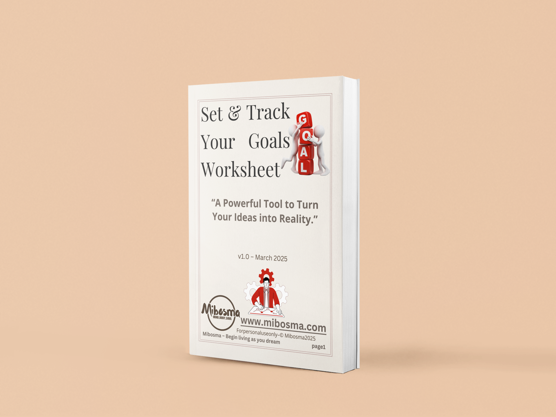 Set and track your goals worksheet printable cover by Mibosma