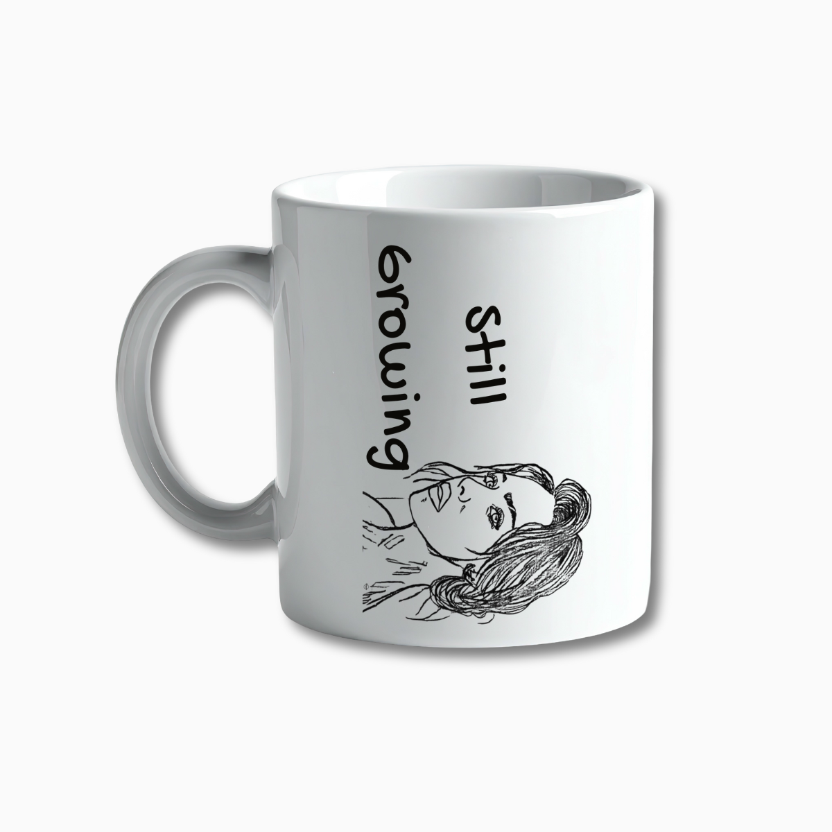 Inspirational mug — Still Growing minimal line art (Mibosma)
