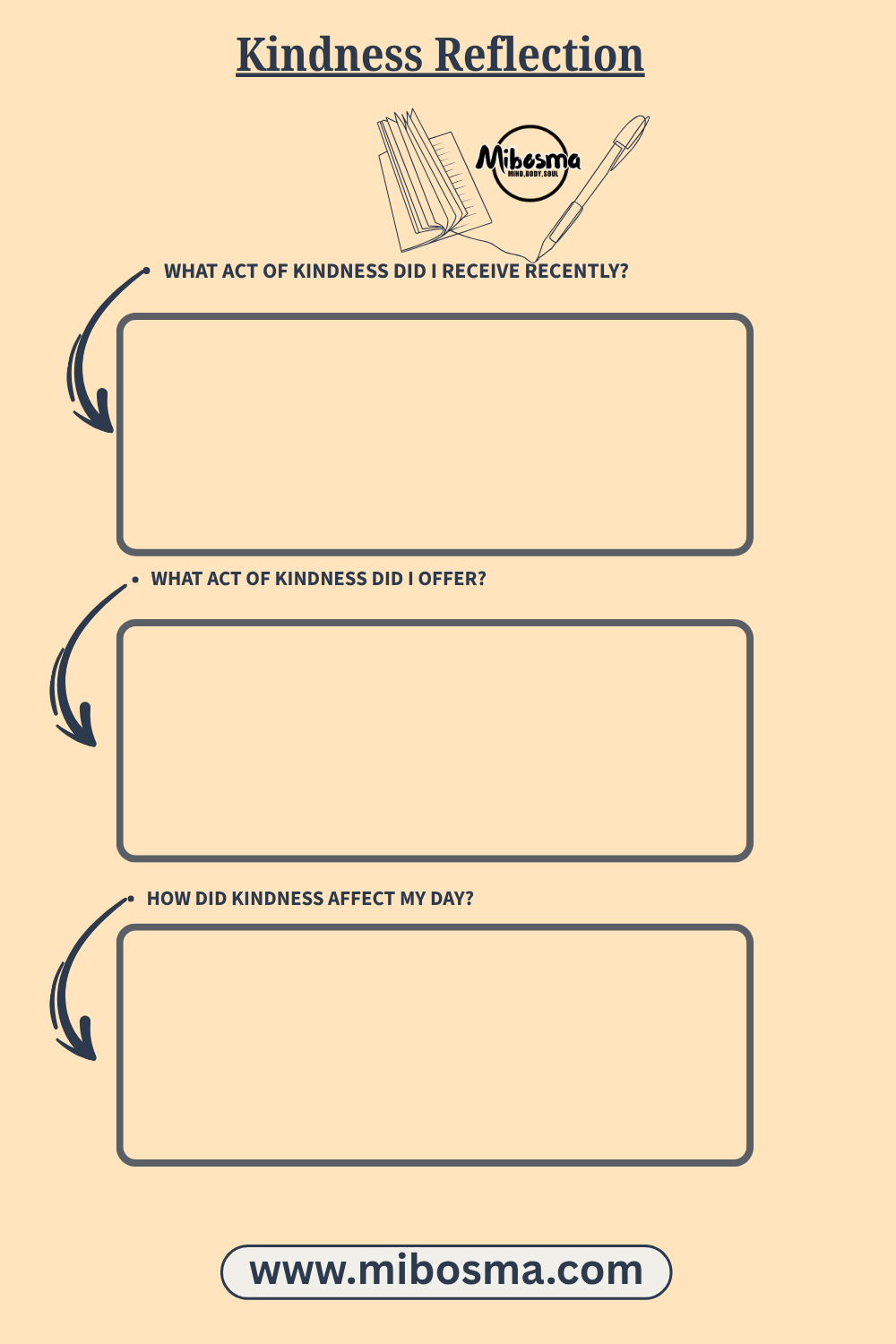 Kindness Reflection worksheet by Mibosma
