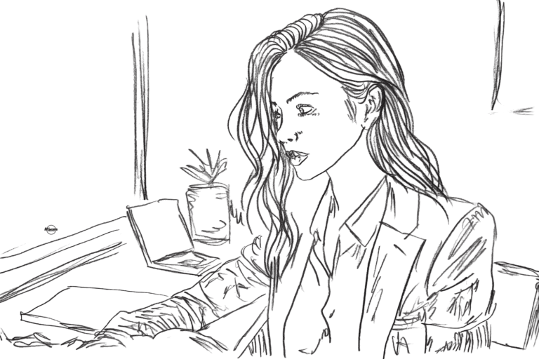 professional woman adapting to an unexpected situation, representing spontaneity, trust, confidence, and resilience in the workplace
